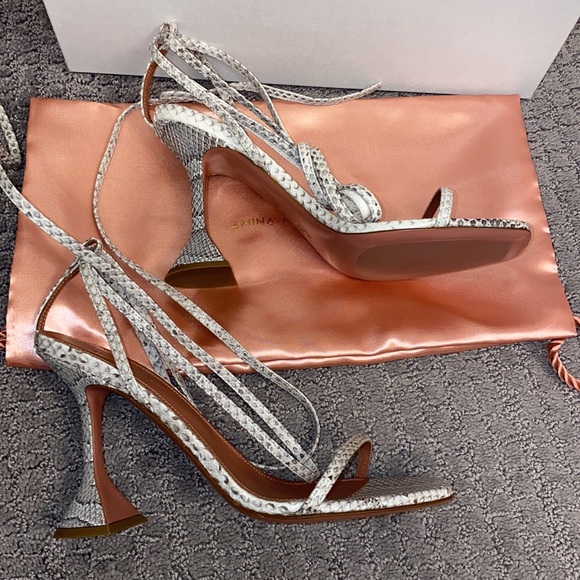 Amina Muaddi Vita Sandal wrap nSnakeskin sz 38 - Picture 2 of 8